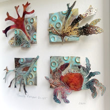 Load image into Gallery viewer, Framed metalwork Cornish rock pool picture handmade by Sharon McSwiney