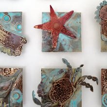 Load image into Gallery viewer, Metalwork picture with seaweed & sea creatures in copper & brass handmade by Sharon McSwiney