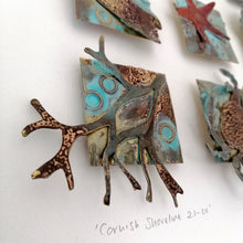 Load image into Gallery viewer, Metalwork picture with seaweed & sea creatures in copper & brass handmade by Sharon McSwiney