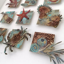 Load image into Gallery viewer, Metalwork picture with seaweed & sea creatures in copper & brass handmade by Sharon McSwiney