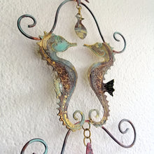 Load image into Gallery viewer, Seahorse couple in etched copper & brass handmade by Sharon McSwiney