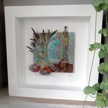 Load image into Gallery viewer, metal Godrevy lighthouse handmade framed artwork by Sharon McSwiney