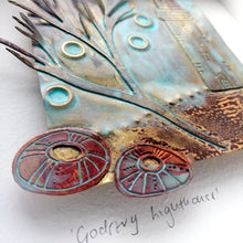 Load image into Gallery viewer, metal Godrevy lighthouse handmade framed artwork by Sharon McSwiney