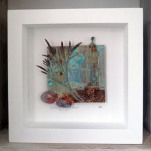 Load image into Gallery viewer, metal Godrevy lighthouse handmade framed artwork by Sharon McSwiney