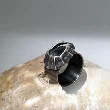 Load image into Gallery viewer, Godrevy limpet shell adjustable ring in oxidised silver handmade by Sharon McSwiney