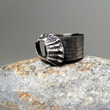 Load image into Gallery viewer, Godrevy limpet shell adjustable ring in oxidised silver handmade by Sharon McSwiney