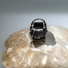 Load image into Gallery viewer, Godrevy limpet shell adjustable ring in oxidised silver handmade by Sharon McSwiney