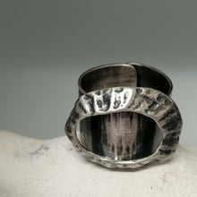 Load image into Gallery viewer, Limpet ring with Marazion limpet shell in oxidised silver handmade by Sharon McSwiney