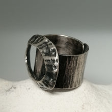 Load image into Gallery viewer, Limpet ring with Marazion limpet shell in oxidised silver handmade by Sharon McSwiney