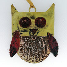 Load image into Gallery viewer, Brass owl decoration handmade by Sharon McSwiney
