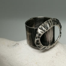 Load image into Gallery viewer, Limpet ring with Marazion limpet shell in oxidised silver handmade by Sharon McSwiney