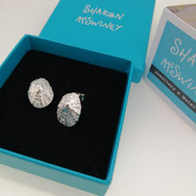 Load image into Gallery viewer, Sterling silver porthminster beach limpet stud earrings handmade by Sharon McSwiney in a giftbox
