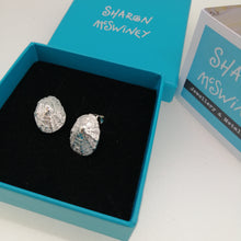 Load image into Gallery viewer, Sterling silver porthminster beach limpet stud earrings handmade by Sharon McSwiney in a giftbox