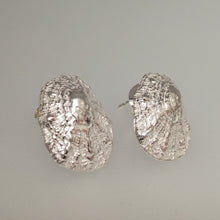Load image into Gallery viewer, Sterling silver porthminster beach limpet stud earrings handmade by Sharon McSwiney in a giftbox