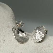 Load image into Gallery viewer, Sterling silver porthminster beach limpet stud earrings handmade by Sharon McSwiney in a giftbox