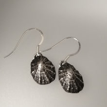 Load image into Gallery viewer, Oxidised silver Porthminster beach limpet shell earrings handmade by Sharon McSwiney