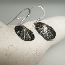 Load image into Gallery viewer, Oxidised silver Porthminster beach limpet shell earrings handmade by Sharon McSwiney