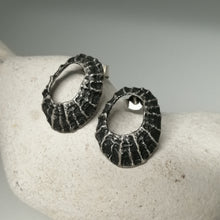 Load image into Gallery viewer, Prussia cove limpet studs in oxidised silver hadnmade by Sharon McSwiney