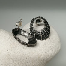Load image into Gallery viewer, Prussia cove limpet studs in oxidised silver hadnmade by Sharon McSwiney
