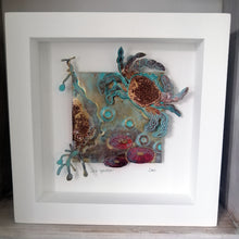 Load image into Gallery viewer, Sea garden picture with crab, seaweed, limpet metalwork handmade by Sharon McSwiney