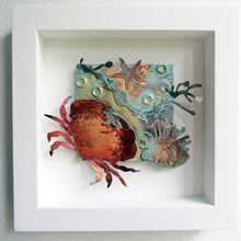 Load image into Gallery viewer, Metalwork sea garden picture with copper crab handmade by Sharon McSwiney