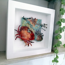 Load image into Gallery viewer, Metalwork sea garden picture with copper crab handmade by Sharon McSwiney