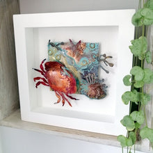 Load image into Gallery viewer, Metalwork sea garden picture with copper crab handmade by Sharon McSwiney