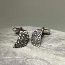 Load image into Gallery viewer, Oxidised sterling silver sea urchin beach find fragment handmade cuff links by Sharon McSwiney