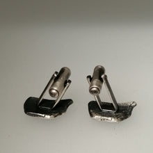 Load image into Gallery viewer, Oxidised sterling silver sea urchin beach find fragment handmade cuff links by Sharon McSwiney