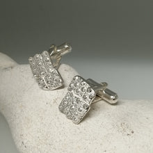 Load image into Gallery viewer, Sea Urchin Fragment Handmade sterling silver cuff links by Sharon McSwiney St Ives