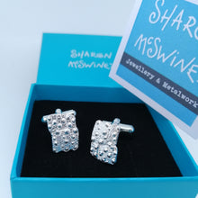 Load image into Gallery viewer, Sea Urchin Fragment Handmade sterling silver cuff links by Sharon McSwiney St Ives in gift box
