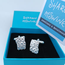 Load image into Gallery viewer, Sea Urchin Fragment Handmade sterling silver cuff links by Sharon McSwiney St Ives in gift box