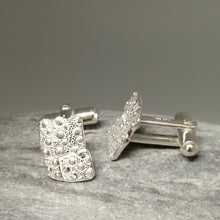 Load image into Gallery viewer, Sea Urchin Fragment Handmade sterling silver cuff links by Sharon McSwiney St Ives