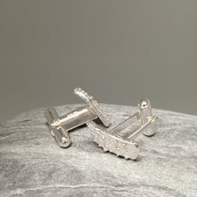 Load image into Gallery viewer, Sea Urchin Fragment Handmade sterling silver cuff links by Sharon McSwiney St Ives