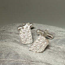 Load image into Gallery viewer, Sea Urchin Fragment Handmade sterling silver cuff links by Sharon McSwiney St Ives
