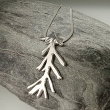 Load image into Gallery viewer, seaweed frond necklace sterling silver pendant handmade by Sharon McSwiney St Ives
