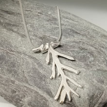 Load image into Gallery viewer, seaweed frond necklace sterling silver pendant handmade by Sharon McSwiney St Ives