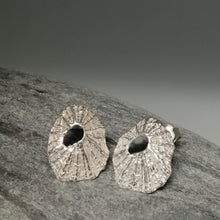 Load image into Gallery viewer, Sennen Cove limpet shell earrings in sterling silver handmade by Sharon McSwiney