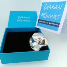 Load image into Gallery viewer, Sennen Cove limpet adjustable ring in sterling silver handmade by Sharon McSwiney in a gift box