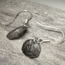 Load image into Gallery viewer, Oxidised small Marazion limpet shell drop earrings handmade by Sharon  McSwiney