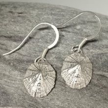 Load image into Gallery viewer, Small Marazion silver limpet shell drop earrings handmade by Sharon McSwiney