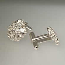 Load image into Gallery viewer, Cuff links textured sterling silver handmade by Sharon McSwiney St Ives