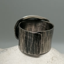 Load image into Gallery viewer, Limpet ring with Marazion limpet shell in oxidised silver handmade by Sharon McSwiney
