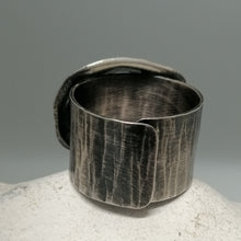 Load image into Gallery viewer, Limpet ring with Marazion limpet shell in oxidised silver handmade by Sharon McSwiney
