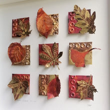 Load image into Gallery viewer, Autumn leaves in copper & brass framed metal artwork by Sharon McSwiney