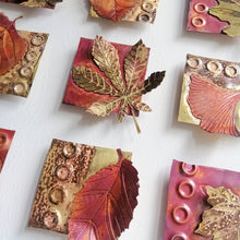 Load image into Gallery viewer, Autumn leaves in copper & brass framed metal artwork by Sharon McSwiney