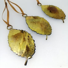 Load image into Gallery viewer, Small brass beech leaf decorations handmade by Sharon McSwiney