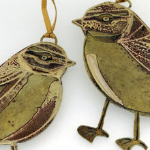 Load image into Gallery viewer, Bluetit bird decoration in brass handmade by Sharon McSwiney