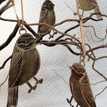 Load image into Gallery viewer, Bluetit bird decoration in brass handmade by Sharon McSwiney