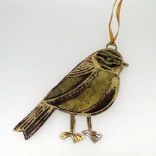 Load image into Gallery viewer, Bluetit bird decoration in brass handmade by Sharon McSwiney